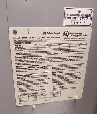 GE Fusible Square D Disconnect Switch 100 AMP 600 VAC NP1578000E