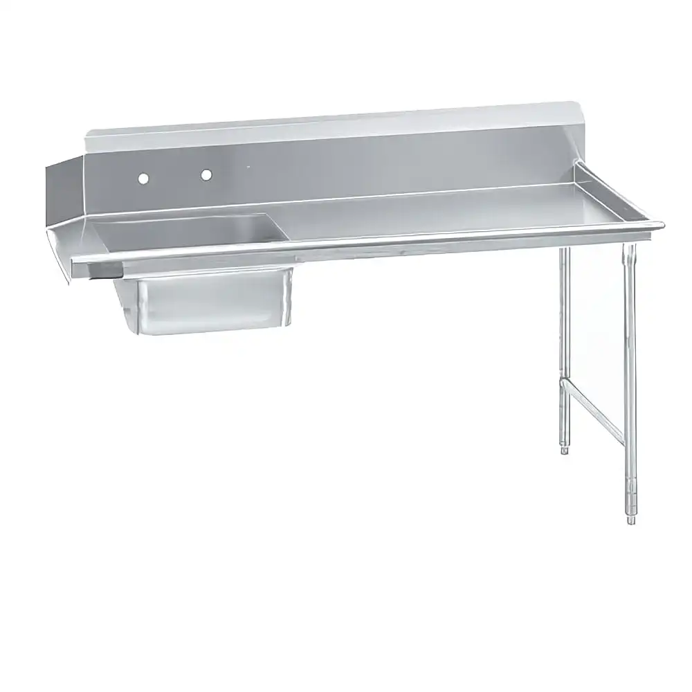 Advance Tabco DTS-S70-96R 96" R L Straight Soil Dishtable - 10 1/2" Backsplash, Stainless Legs, 16 ga Stainless
