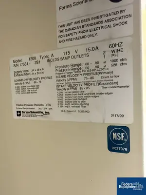 USED Forma Scientific 72" Forma Scientific Biological Safety Cabinet, Model 1200