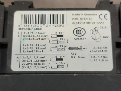 USED SIEMENS 3RT1036-1AK60
