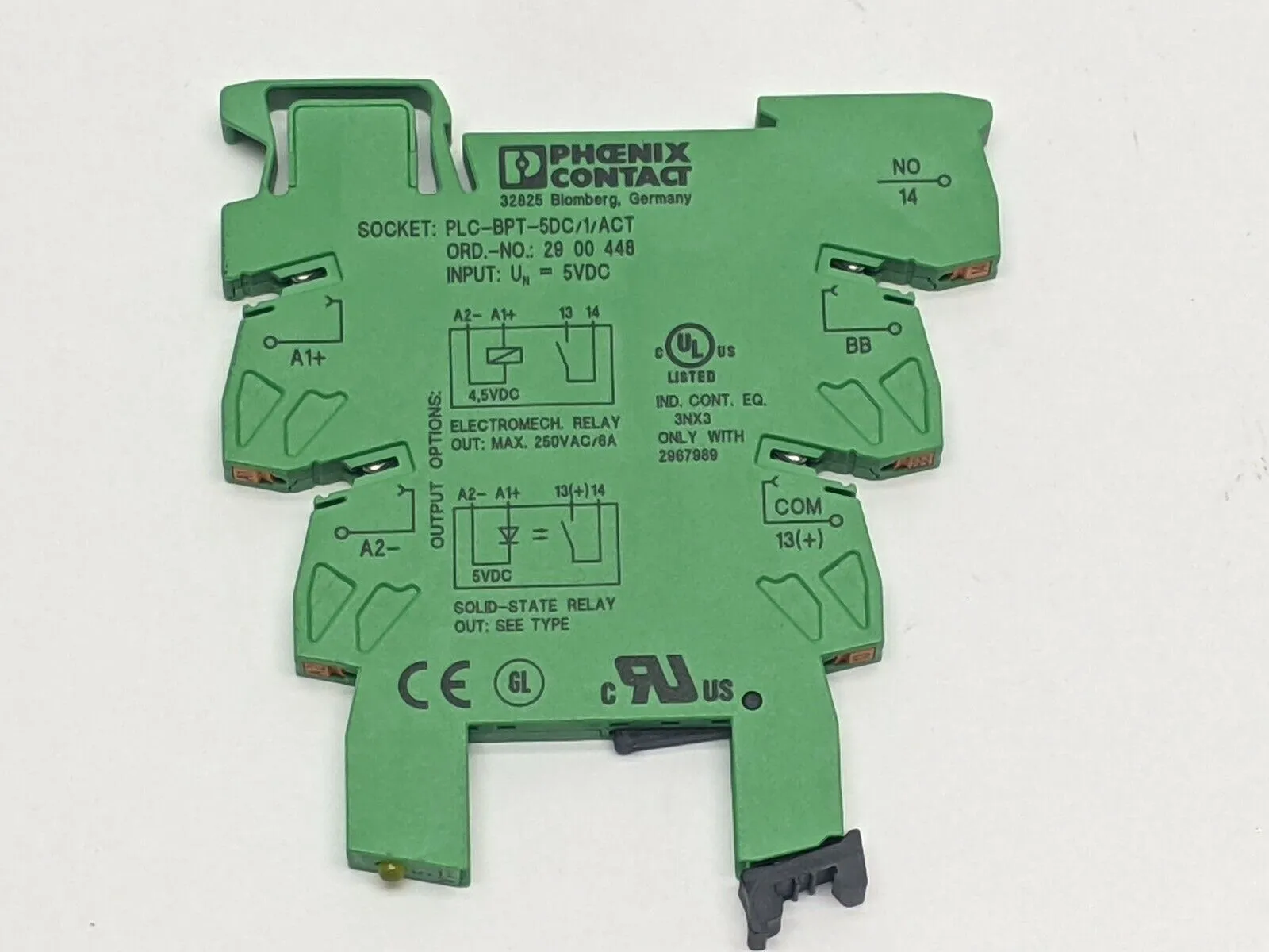 PLC-BPT-5DC/1/ACT,2900448 | Phoenix Contact PLC-BPT-5DC/1/ACT Relay Socket 2900448 - Used
