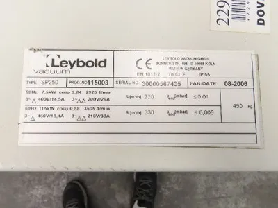 Leybold SP250 ScrewLine Dry Vacuum Pump 330m3/h 11.5kw 210/460V 3Ph Screw Type