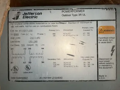 Used JEFFERSON ELECTRIC 4110111000 Transformers Ohio US | HGR 24 #1488495