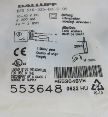 NEW BALLUFF BES 516-325-B0-C-05 INDUCTIVE SENSRO BES 516325B0C05