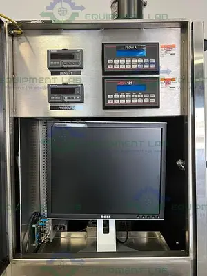 USED VARIAN CHROMATOGRAPHY CONTROL SKID W/ 2.4 HP DUAL HEAD PUMP, 2.4 HP HEAT PUMPS