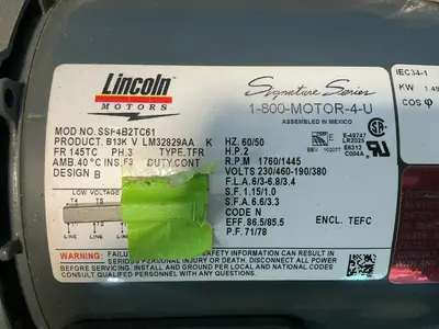 Used LINCOLN MOTORS SSF4B2TC61 Motors (misc) Ohio US | HGR 24 #1311181
