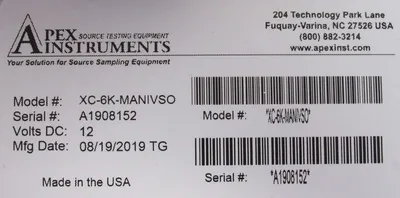 NEW APEX INSTRUMENTS XC-6K-MANIVSO