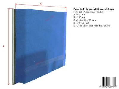 USED PRO-FILL INC PRESS PAD A=432MM X B=250MM X C=23MM