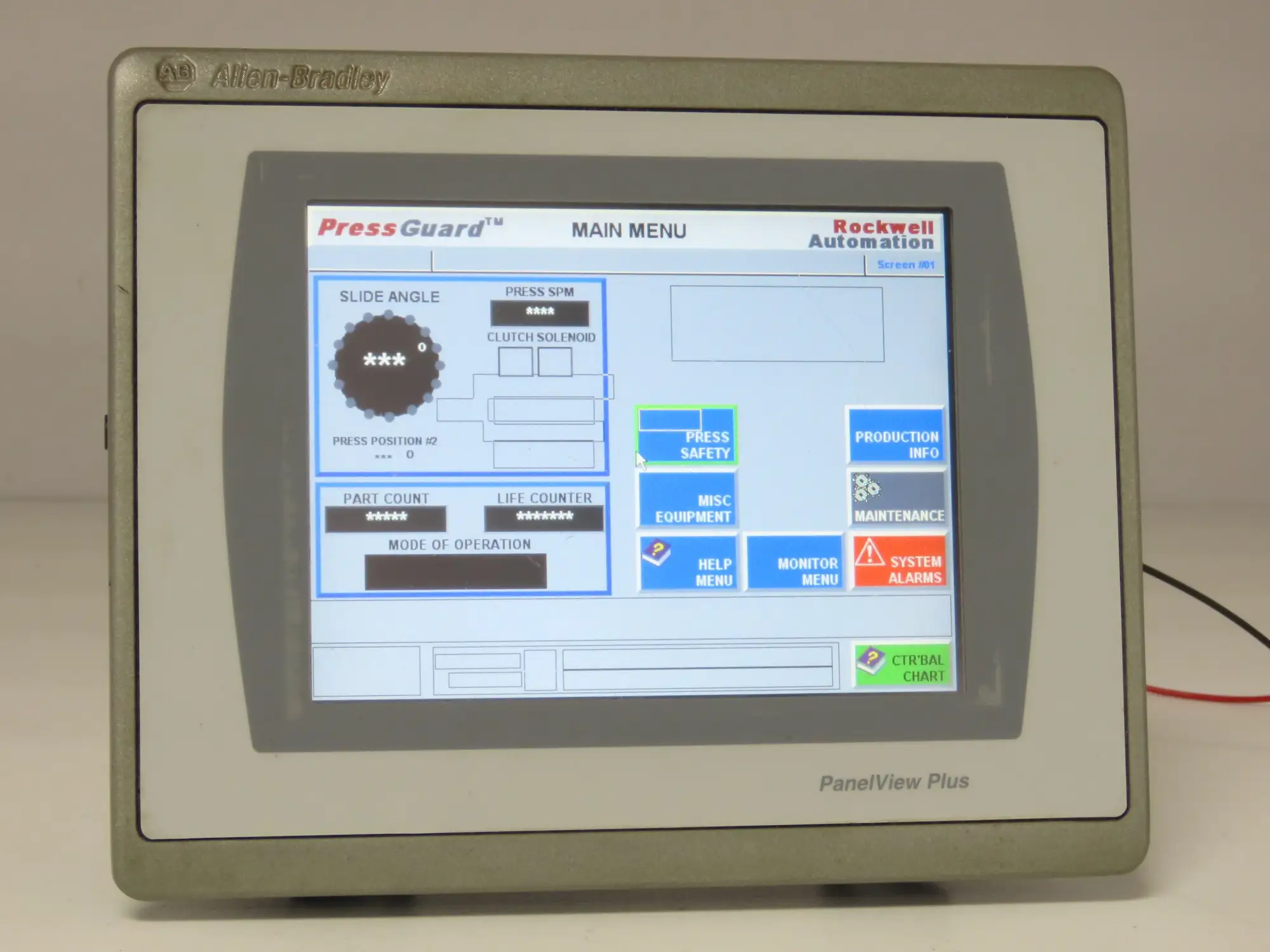 Allen Bradley 2711P-T7C22D9P HMI PanelView Plus 7 Touch Screen 7" 24VDC Series A