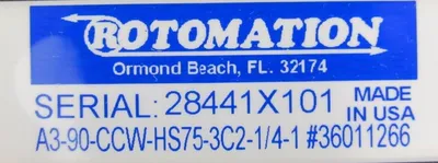 NEW ROTOMATION A3-90-CCW-HS75-3C2-1/4-1 ROTARY ACTUATOR A390CCWHS753C2141