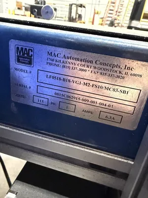 MAC AUTOMATION LF0518-B18-VG1-M2-FS10/MC03-SB1 Belt Conveyors | Envoy Equipment LLC (3)