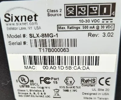 Sixnet SLX-8MG-1 Managed Industrial Ethernet Gigabit 8-Port Switch Loc 3D-3