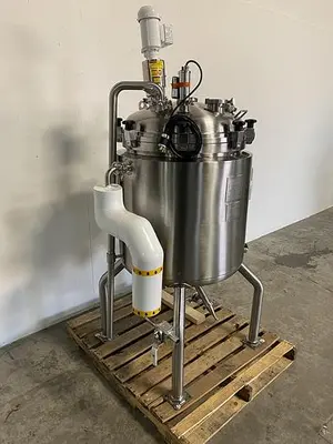 USED 2014 ALLEGHENY BRADFORD 171 LITER STAINLESS STEEL JACKETED REACTOR 45 PSI W/ AGITATOR