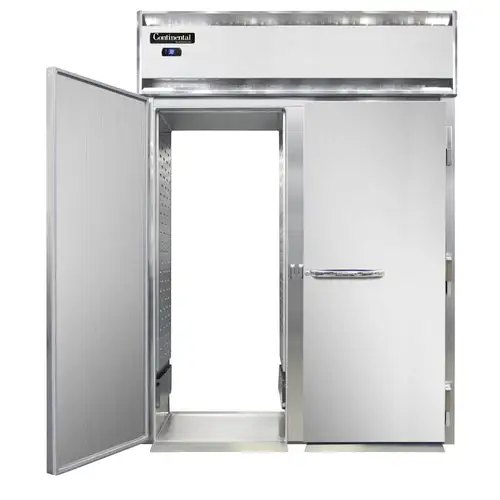 Continental D2RINRT 68 1/2" Two Section Roll Thru Refrigerator, (4) Left/right Hinge Solid Doors, Top Compressor, 115v