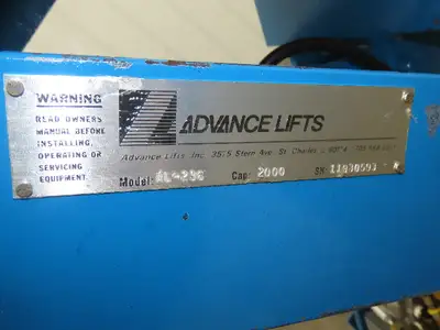 Advance Lifts AL-236 Hydraulic Scissor Lift 2000lbs 24x48" Top 480V 36"Travel
