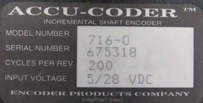 NEW ACCU-CODER 716-0 SHAFT ENCODER 7160