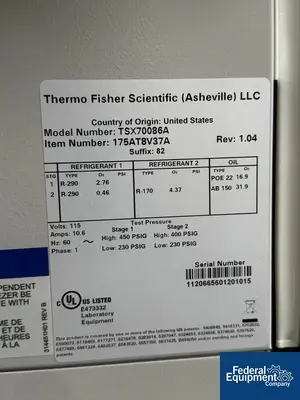 Thermo Fisher Scientific Thermo Fisher Scientific ULT Freezer, Model TSX70086A