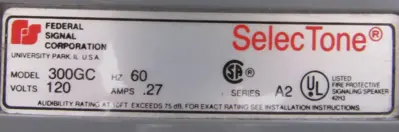 NEW FEDERAL SIGNAL 300GC SELECTONE SPEAKER 120V