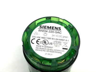 USED SIEMENS CONTINUOUS 50MM STEADY STACKLIGHT ELEMENT GREEN
