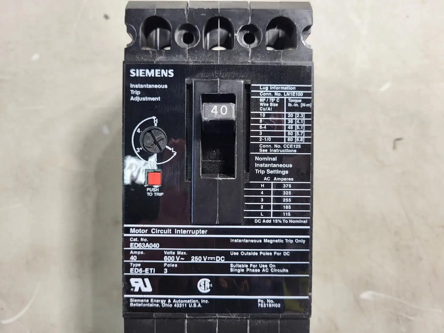 USED SIEMENS ED63A040
