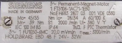 REFURBISHED SIEMENS 1FT5106-1AC71-1EB0 SERVO MOTOR 1FT51061AC711EB0