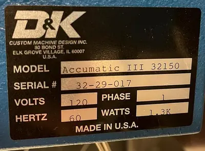 USED D & K ACCUMATIC III 32150