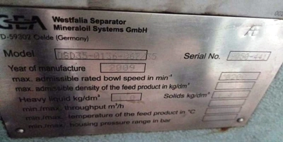 (4) Westfalia OSD 35-0136-067/35 oil purifiers, SS.