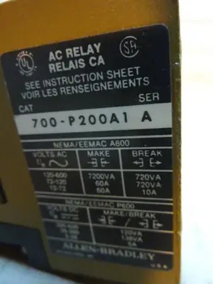 USED ALLEN BRADLEY 700-P200A1 SER A