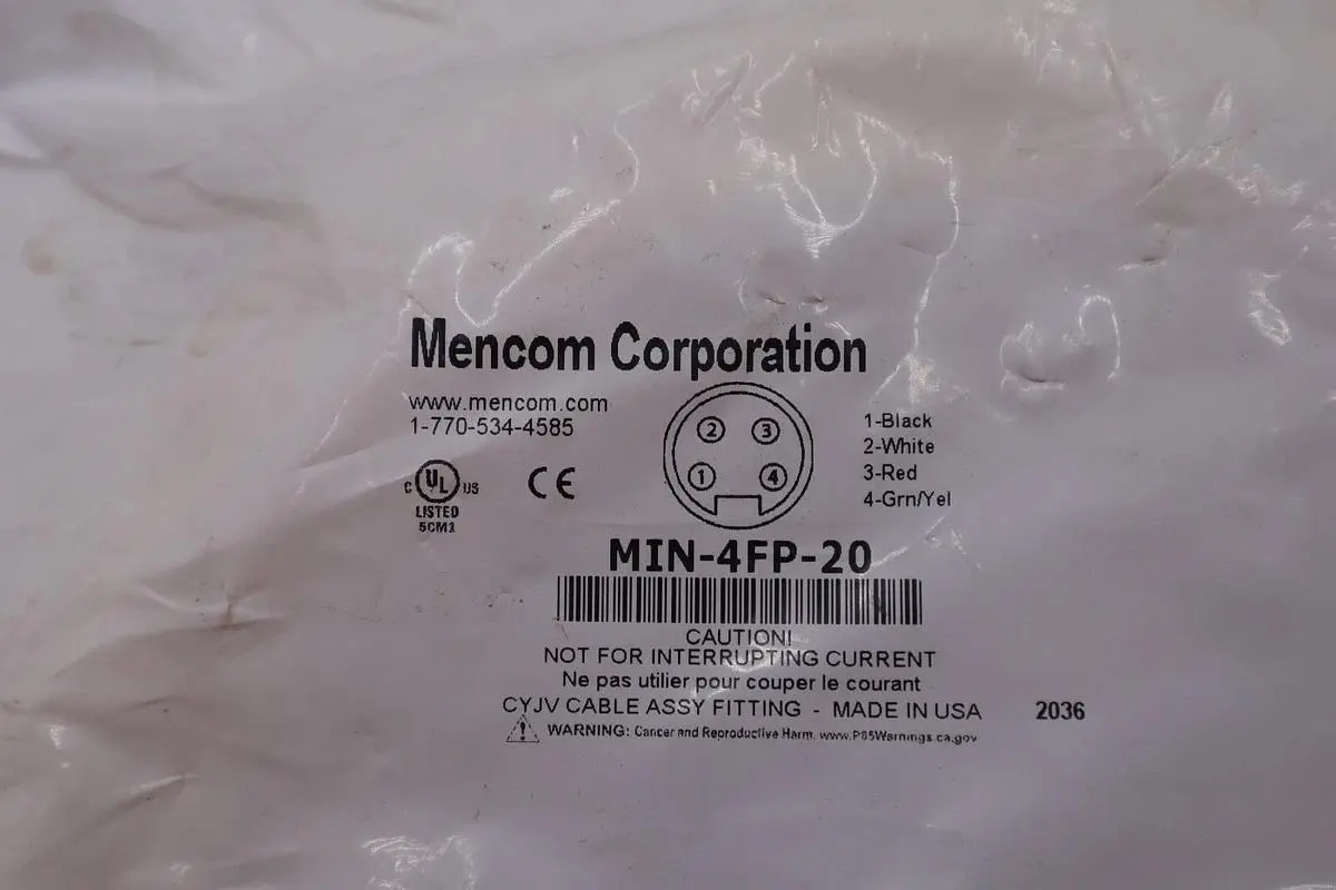 MENCOM CORPORATION MIN-4FP-20 CORDSET 4 PIN FEMALE STOCK #3273
