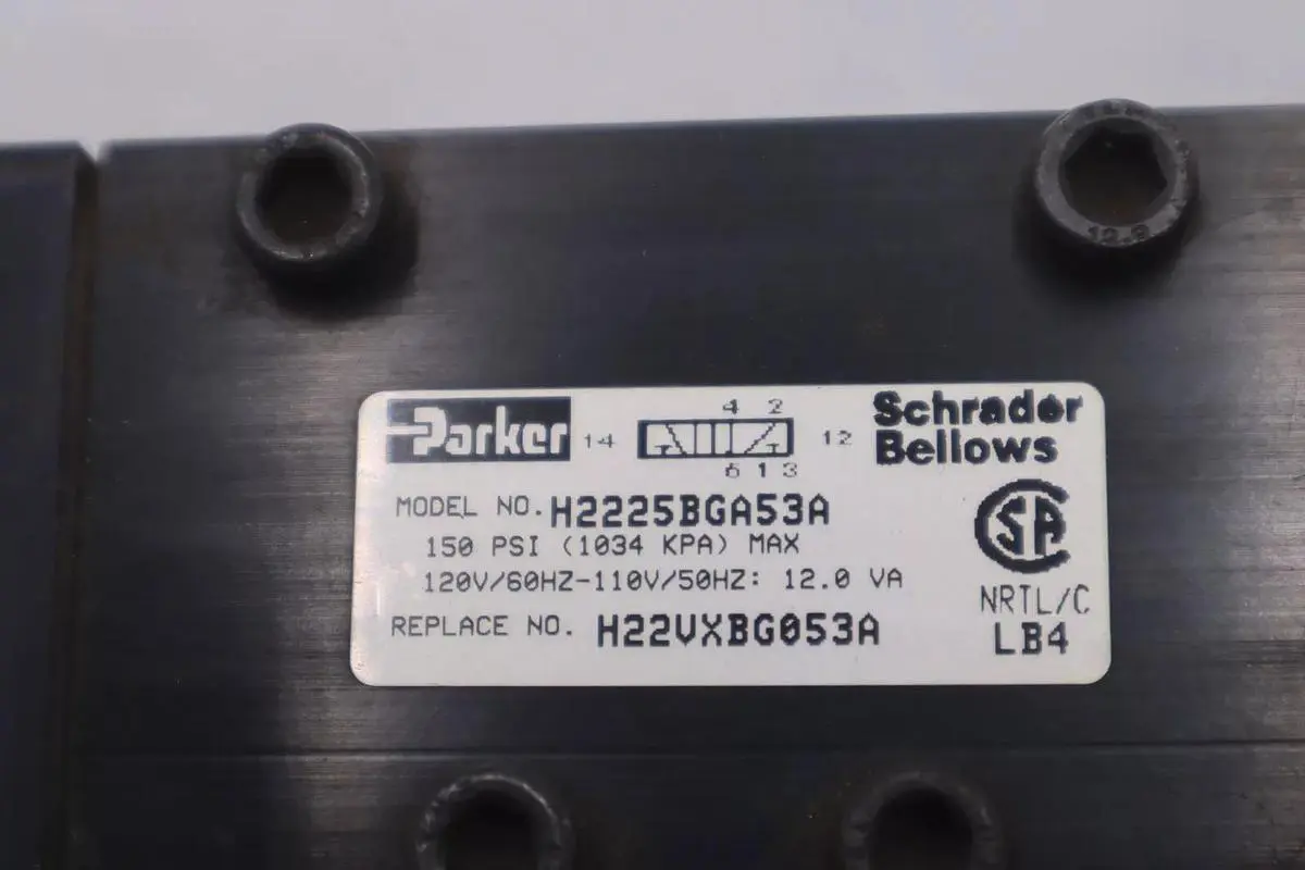 PARKER H22VXBG053A/ H2225BGA53A VALVE 150 PSI 120V/60HZ-110V/50HZ STOCK K-3682