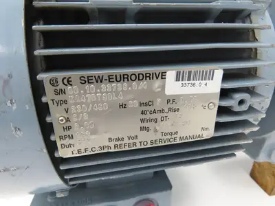 Sew Eurodrive KA47DT90L4 Gearmotor 2Hp 163rpm 230/460V 3PH Hollow Shaft