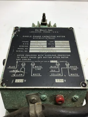 DeWalt 500150 Single Phase Capacitor Motor 245 Frame with Built-In Brake 2825 RPM