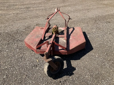 60” three point brush hog, three point mount is bent, no PTO shaft, no-flat rear caster, was able to...