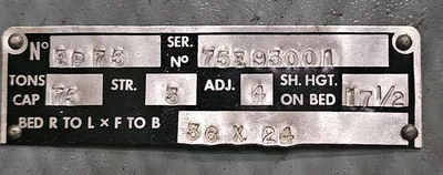1993 L&J EP2-75-36x24 Press, Press, Straight Side Double Crank | Holland Equipment Hunters, Inc. (9)
