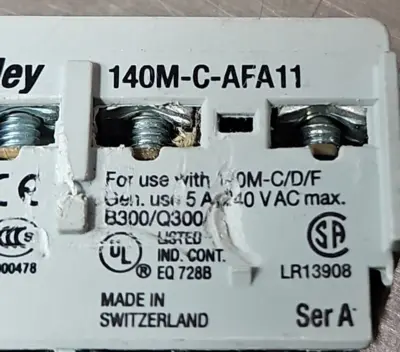 Allen-Bradley 140M-C-AFA11 Auxiliary Contact Block, Front Mounted. Loc4E27