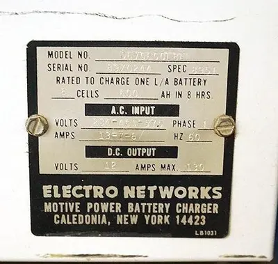 USED IBCI 06V0600L8E, SPEC-8951,12 VOLT BATTERY CHARGER