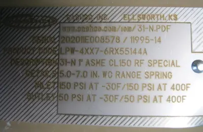 NEW Cashco LPW-4XX7-6RX55144A