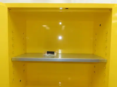 Uline H-1563M-Y Yellow Flammable Safety Cabinet Dual Door 30 Gallon Liquid