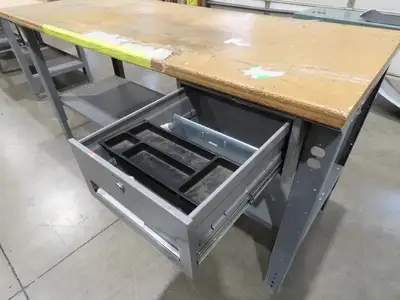 Uline 72"x 30" Industrial Work Bench Table Composite Wood Top w/Drawer
