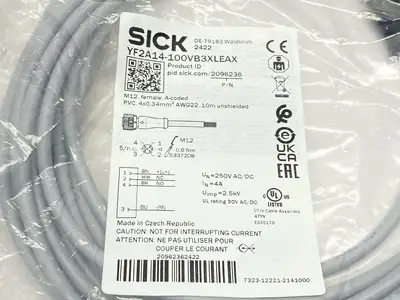 YF2A14-100VB3XLEAX | Sick  Sensor Actuator Cordset Female M12 4-Pin 10m 2096236 - New