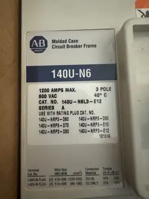 ALLEN BRADLEY 140U-N6L3-E12 / 140UN6L3E12 + 140U-NRP3-E12 Rate Plug (BIN1.2.3)