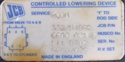 NEW JCB 332/H4862 LOCKOUT VALVE 332H4862 332H4862 HUSCO 6601A-B1