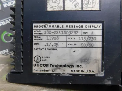 UTICOR Tech. Inc. 180-22A1N032R2 Programmable Message Display Rev. A Used