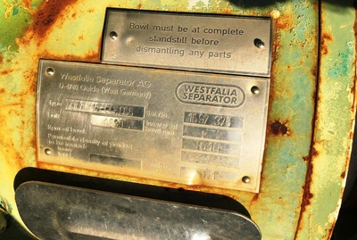 Westfalia OTA 14-00-066 biodiesel purifier skid, SS.