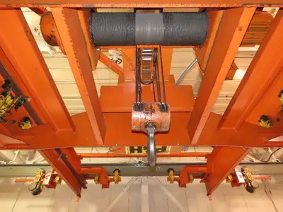 Cleveland Tramrail P&H 15 Ton Double Girder Underhung Bridge Crane 34' 10" Span