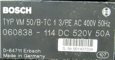 NEW BOSCH VM-50/B-TC-1-3/PE SERVO DRIVE VM50BTC13PE 400V 50HZ 060838-114