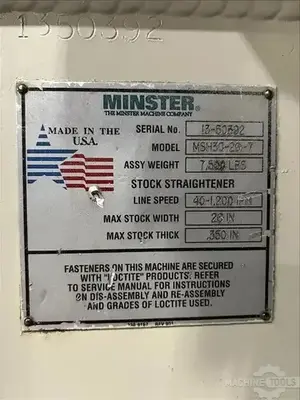 USED 1997 MINSTER Coil Feed Lines