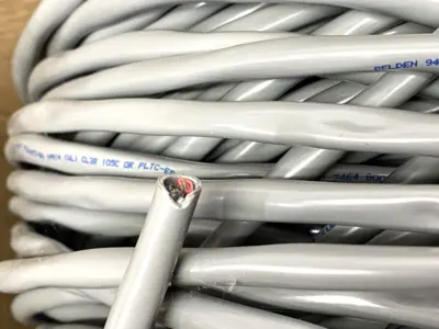 USED BELDEN MULTI CONDUCTOR CABLE 1PR/14AWG 42X30 PVC CHROME LOT OF 250'