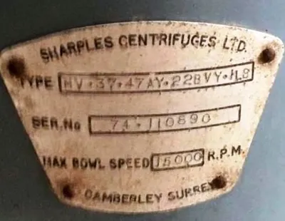 Sharples AS-16 veg oil soapstock Super centrifuge, 316SS.