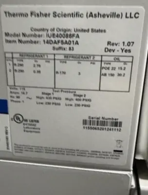 Used FISHER SCIENTIFIC _UNKNOWN_ Ultra-Low Temperature Freezers California US | Biotech Equipment Sales #1464553